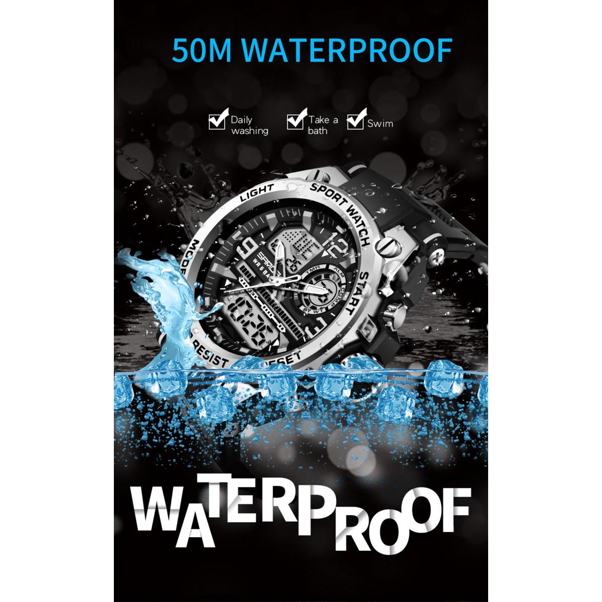 Men Sports Quartz Watches Dual Display LED Electronic Digital Wristwatches Waterproof Military Watch Relogios Masculino