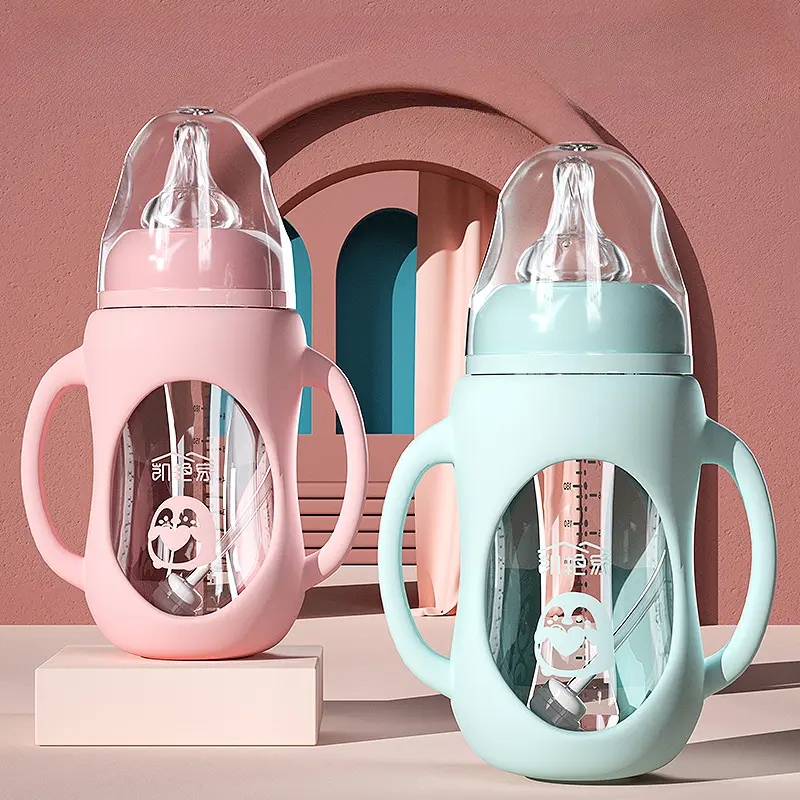 Chai sữa thủy tinh bền cho trẻ sơ sinh hai mục đích cốc nước miệng vịt cho trẻ sơ sinh sản phẩm cho trẻ sơ sinh bộ bình sữa cho trẻ sơ sinh