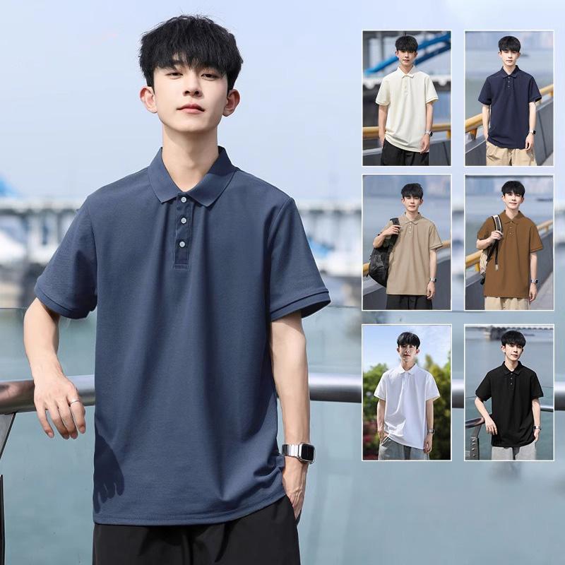 Product Introduction of OTHERWAY Men's Solid Color Polo Shirt for Men Unisex Casual Short Sleeve T-shirt Clothing Collared Plain Top Business Outfits Menswear Lingerie Beige Human Top 23