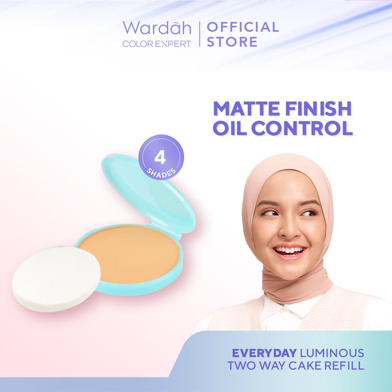 WARDAH Everyday Luminous Two Way Cake Refill - Bedak Dengan Hasil Matte Yang Halus Ringan Dengan Kandungan Vit E - Oil Control dengan Hasil Akhir Natural - Makeup 0
