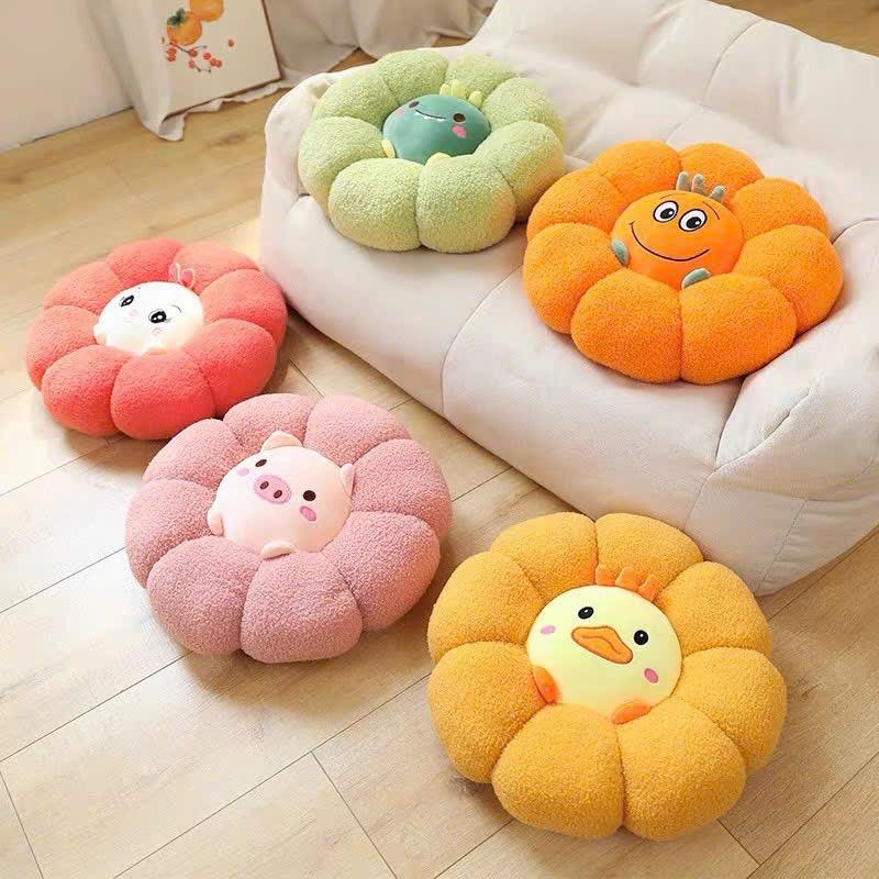 Đệm lót ghế, nệm lót ghế tựa lưng trang trí sofa mẫu bông hoa, bí ngô hình thú dễ thương