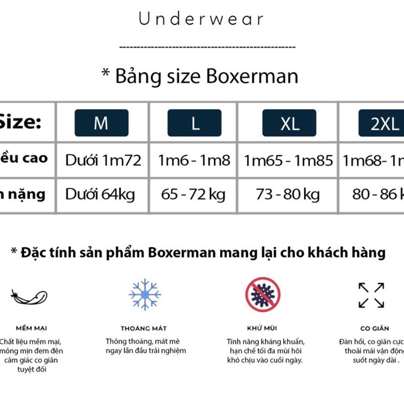 Combo 3 Quần  lót nam dáng TRUNK  cotton co dãn cao cấp  kháng khuẩn khử mùi Menswear Thun 7
