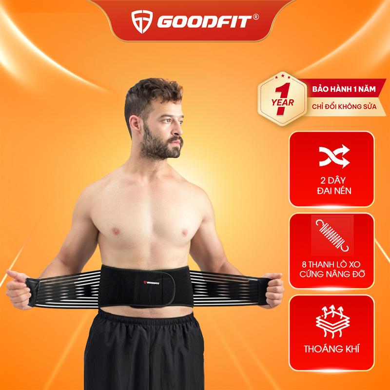 Đai lưng cột sống GoodFit đệm 8 thanh nẹp hỗ trợ giãn, cố định cột sống cho người tập gym, tập squat - GF722WS