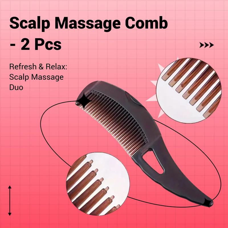 Scalp Massage Comb, 2 Counts Manual Portable Hair Care Comb, Head Relaxation Massage Tool, Hair Care Products, Valentine's Day Gift, Scalp Comb, Straight Tooth Comb 1