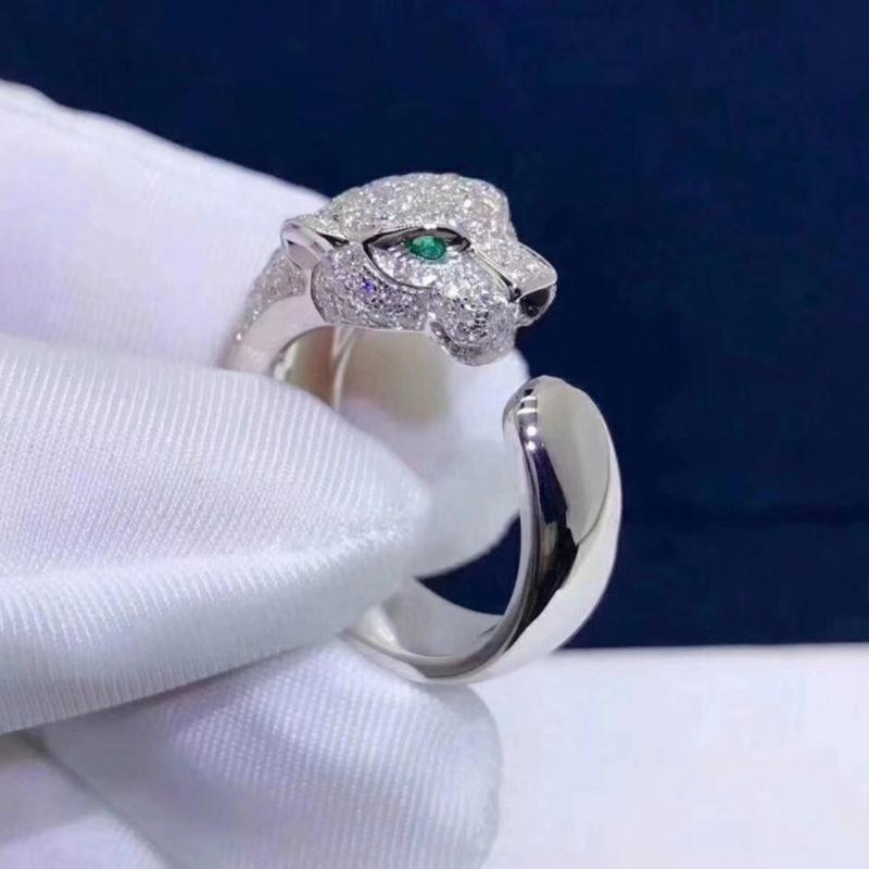 Product Introduction of (With Gra Certificate)18K Jinba Leopard Head Ring Luxury Moissanite White Diamond Ring S925 Silver Accessories Couple Ring 20