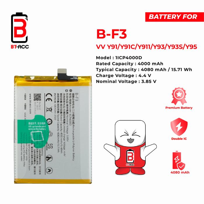 Gambar BT-ACC B-F3 Battery Baterai Battre Compatible For Vivo Y91 / Y91i / Y91C / Y93 / Y93S / Y95 / B-F3 dari BT ACC OFFICIAL STORE Kota Administrasi Jakarta Utara Tokopedia