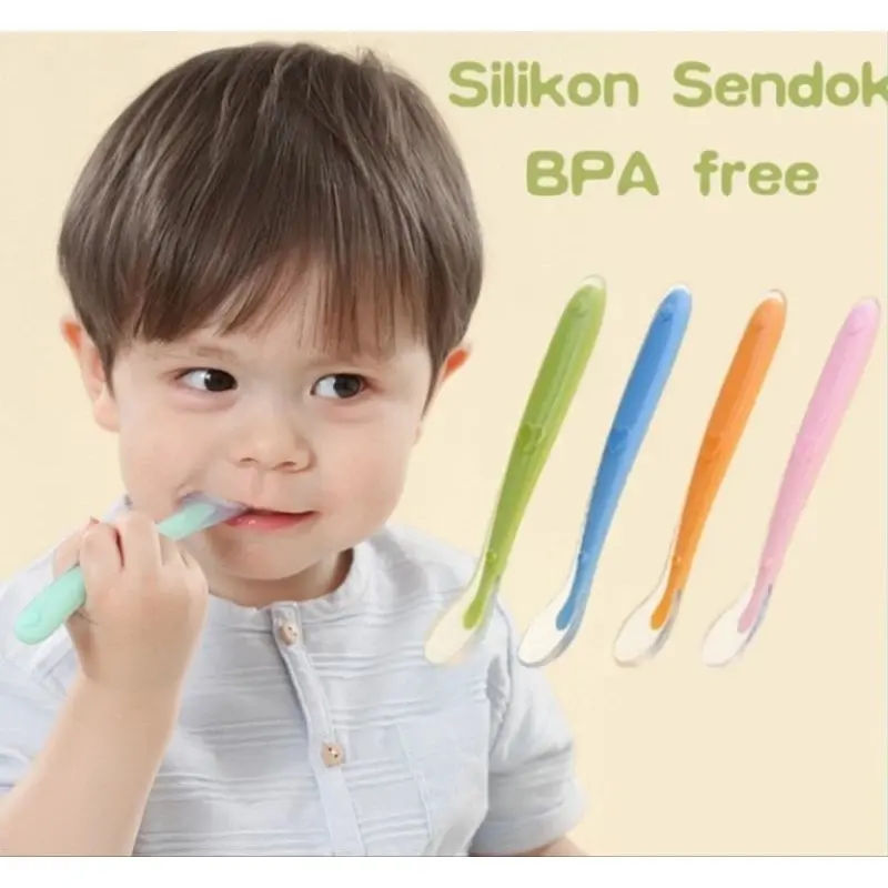 Sendok silikon alat makan bayi BPA free baby