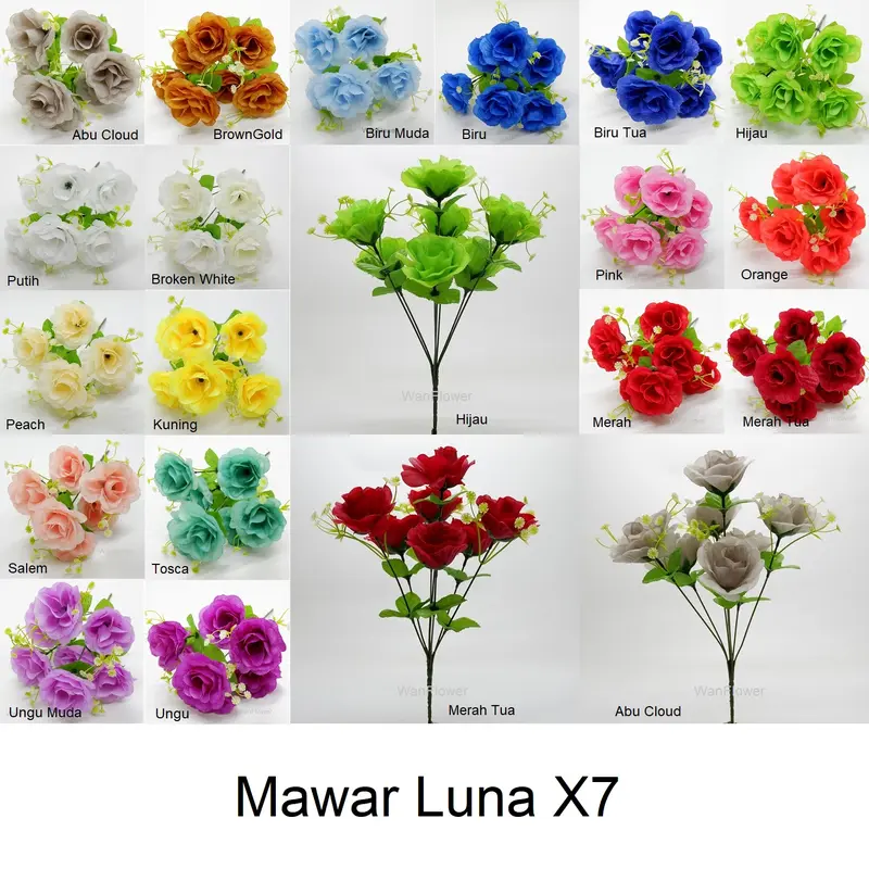 WANFLOWER Bunga Mawar Luna X7 Decoration Wedding 0