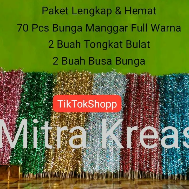 Paket Lengkap & Hemat 70 Pcs Bunga Manggar, 2 Buah Tongkat Manggar & 2 Buah Busa Manggar mendunia yellow and white bouquet 0