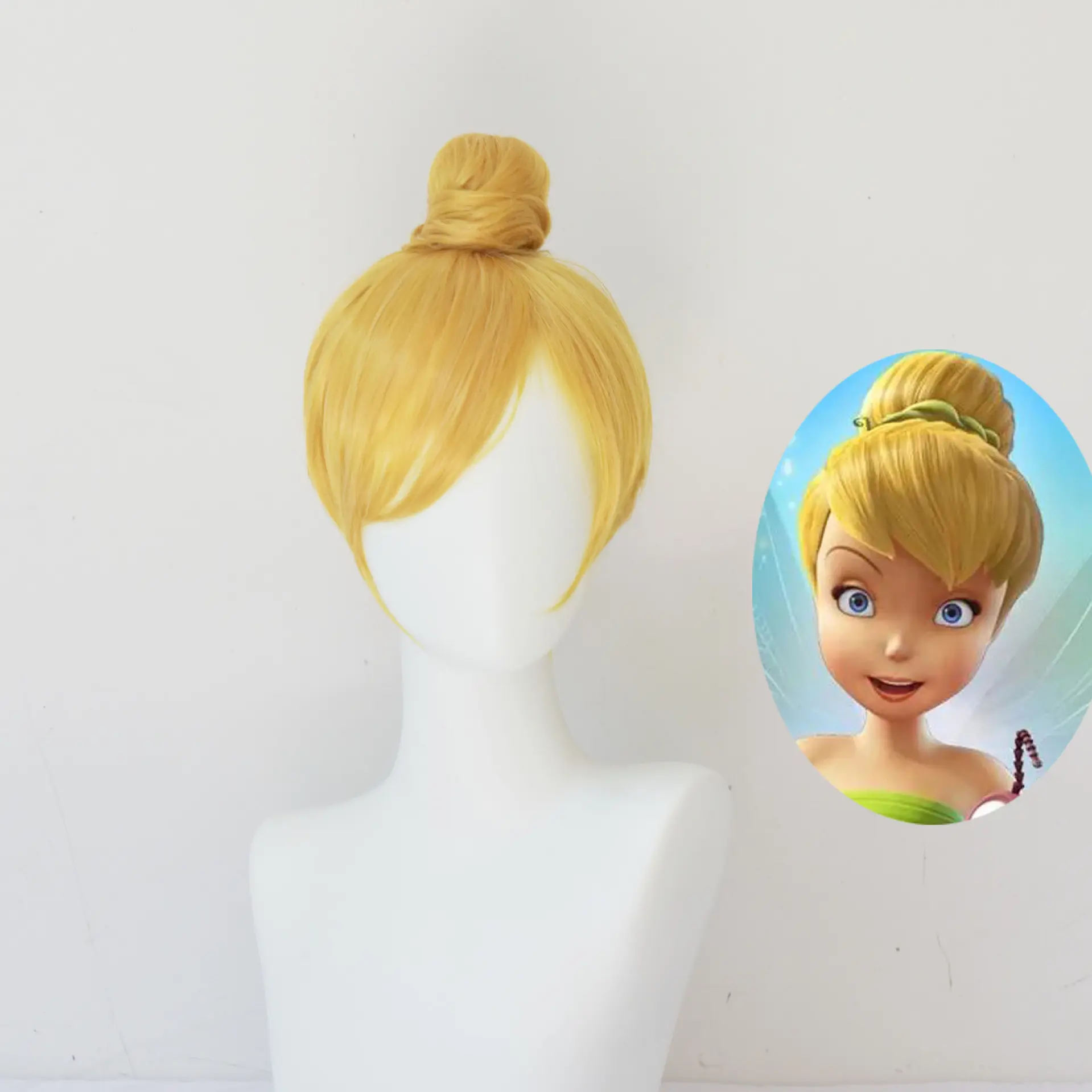 Tinker Bell Cosplay Wig Princess Tinkerbell Short Blonde Wig for Halloween Party
