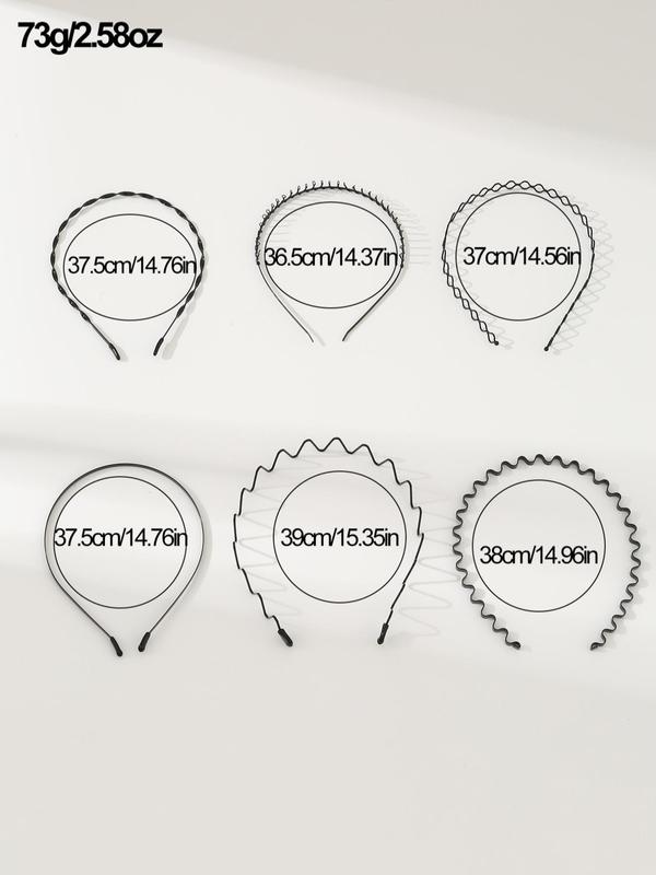 6pcs Minimalist Casual Plain Lightweight Headband, Simple Wave Design Hair Hoop, Casual Hair Accessories for Women for Daily Used 1