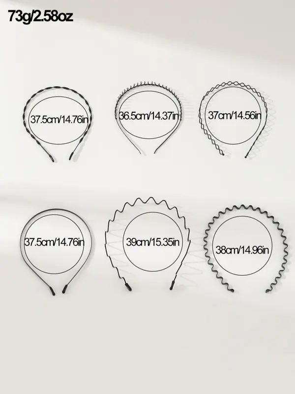 6pcs Minimalist Casual Plain Lightweight Headband, Simple Wave Design Hair Hoop, Casual Hair Accessories for Women for Daily Used 1