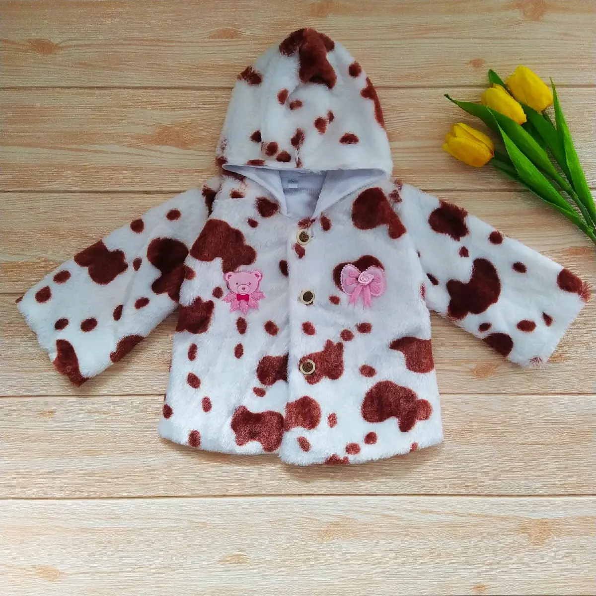 Jaket Bay perempuani Usia 3-12 Bulan, jaket bulu Baby girl motif Lucu Bayi