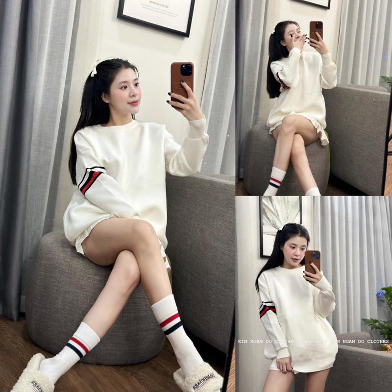 Product Introduction of ́Len Nữ,́Len Thome Cún Vạch Tay Chất Dày Dặn 3 Màu FreeSize - ÁLen Hàng Loại 1 Chất Dày Dặn Bông Tơi Nữ Kem Women Top Áo Lịch Xám 31