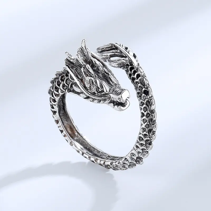 Nhẫn Nam Rô̂̀ng. Nhẫn Nam Đẹp Đầu Rồng. Nhẫn Nam Hình Rồng Thép TiTan Không Gỉ Pin