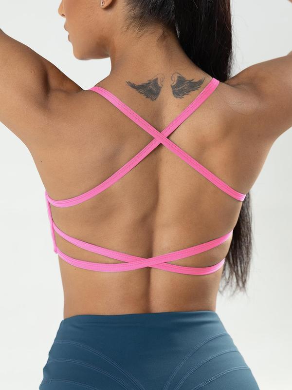 Sporty Women's  Criss Cross Back Sports Bra, Comfy Workout Clothes, Comfort Sports Lingerie Top, Clothing for Outdoor Wear, Womenswear for 2024 Spring Summer Valentine's Day 5