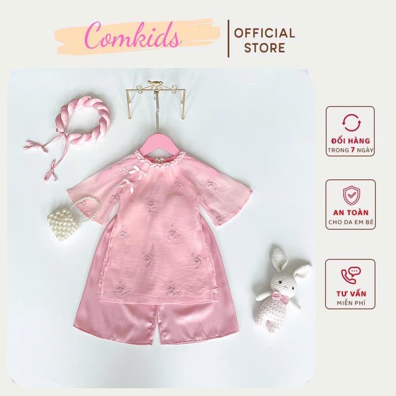 Áo Dài Tơ Hồng Thêu Hoa Cho Bé Gái Siêu Xinh Từ 3kg Đến 30kg Áo Dài Cách Tân Áo Dài Tết Tặng Kèm Mấn