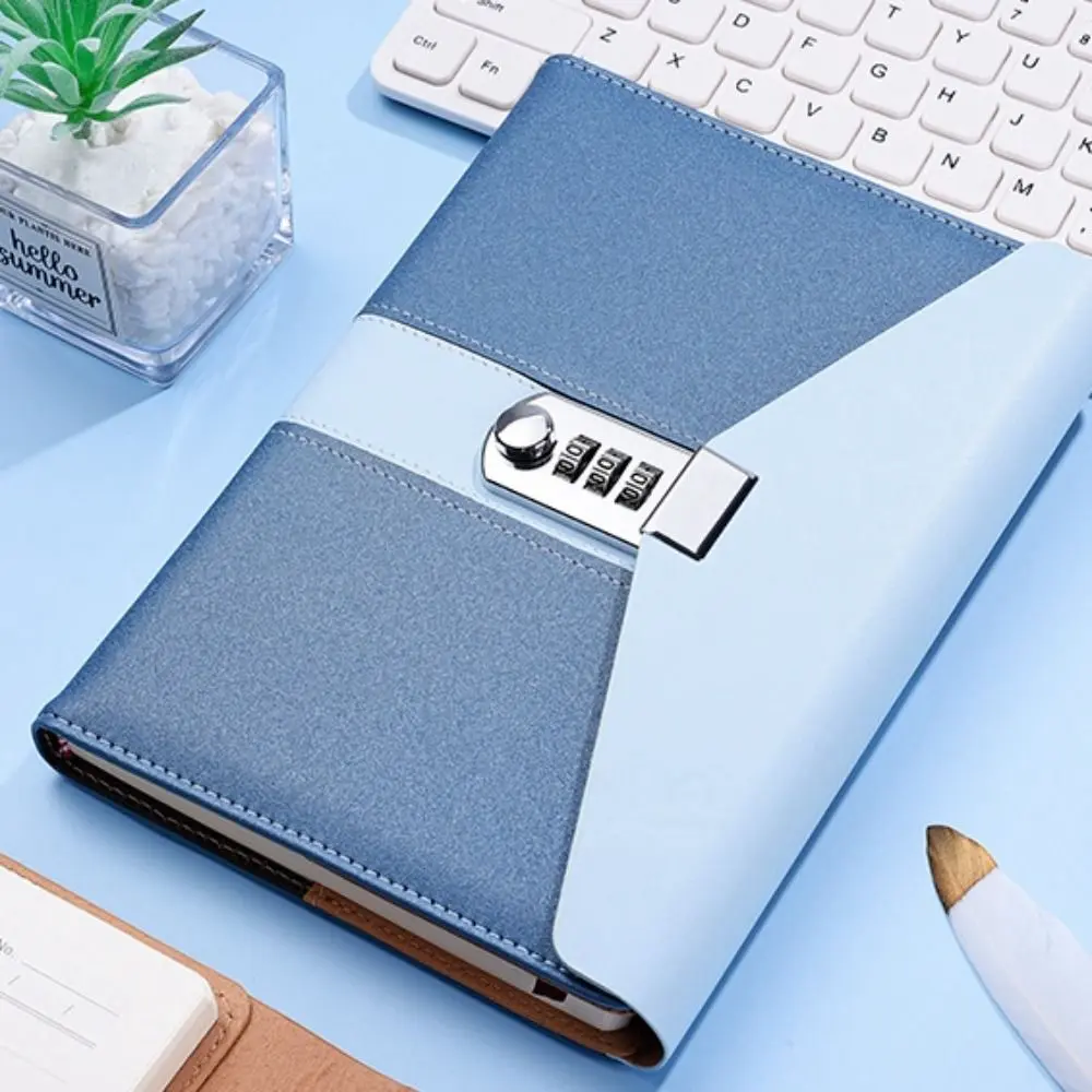Creative Dazzling Lockable Journal Shine A5 PU Leather Notebook Thickened Pages Horizontal Line Premium Quality Notepad Students