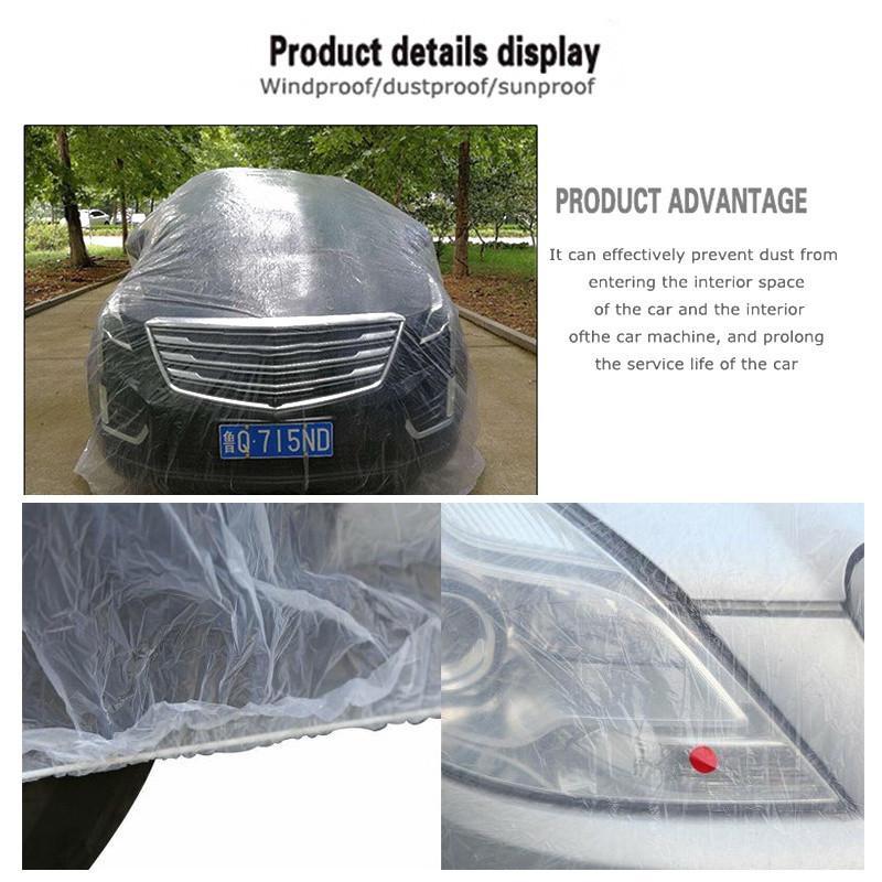 Cover Mobil Transparan Plastik Tebal Sarung Mobil Bening Anti Air Debu Selimut Mantel Pelindung Cat Cuaca Sekali Pakai Sedan SUV MPV Size L XXL