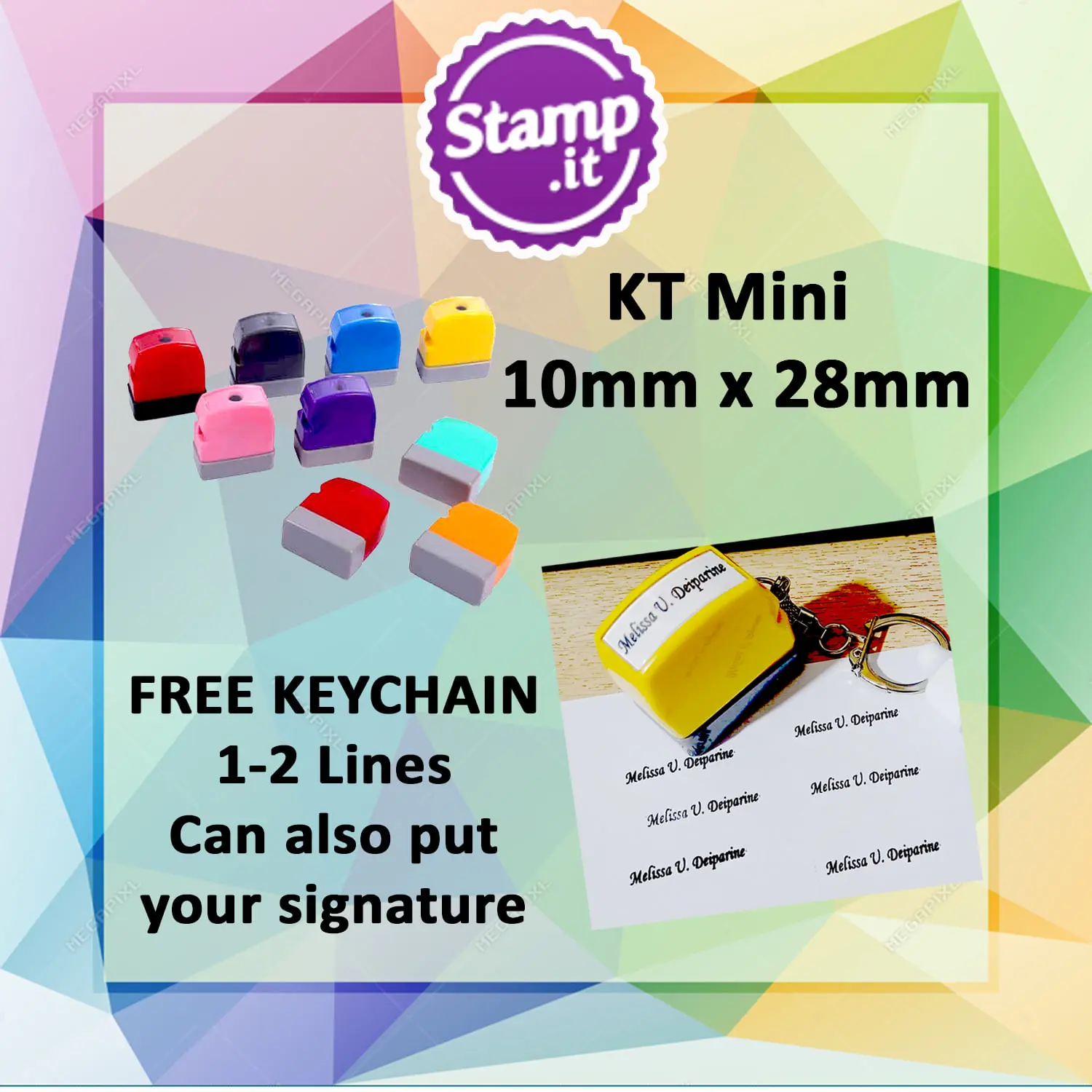 DIGI STAMP KT10mmx28mm Personalized Self-inking Personalized Name ...