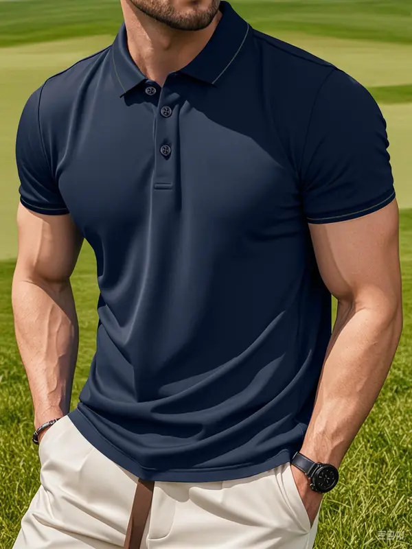 Men's Regular Fit Solid Short Sleeve Polo Shirt, Casual Comfy Breathable Collared Top for Summer, Fashion Men's Clothes for Daily Wear, Tropical 0