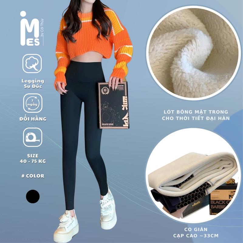 Quần legging Lót bông Dày su đúc dành cho thời tiết đại hàn lót lông có hộp 1922 IMES SHOP Nữ Nhung Women Đen Voi có thể giặt máy quần legging quần legging quần legging nỉ