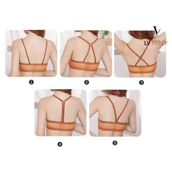 Áo lót nữ cài trước, Áo ngực su đúc không gọng nâng ngực tạo khe mặc được nhiều kiểu dây lưới - AL CT 6