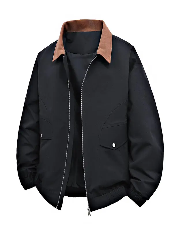 Men's Windproof Jacket, Regular Fit Casual Comfy Long Sleeve Outerwear for Daily Wear, Men's Clothes for All Seasons, Coats 0