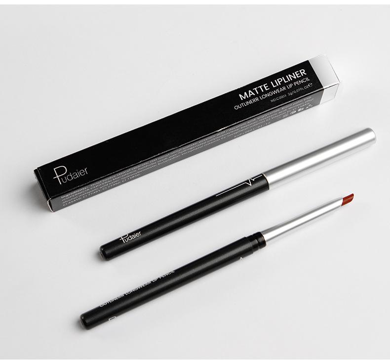 Product Introduction of Pudaier Three-Dimensional Matte 17 Colors Lip Liner Automatic Non-Decolorizing Eye Shadow Eyeliner Lipstick Lip Pencil 2