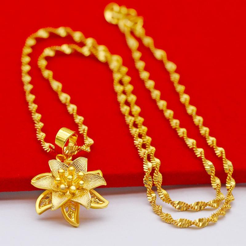 Product Introduction of Necklace Women's brass gold-plated pendant Necklace Water ripple collarbone chain Long-term non-fading jewelry for girlfriend 0