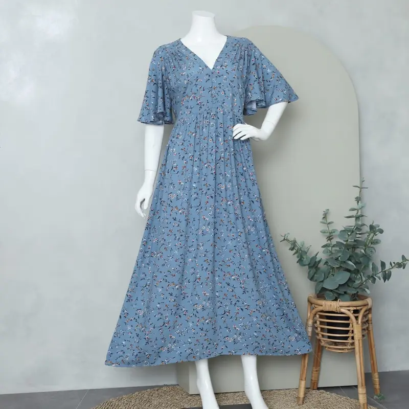 LD 110 PB 125 Daster Lengan Lebar Bumil Busui Friendly Dress Motif Cantik Simple Nyaman 7