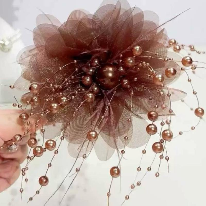  Kẹp tóc tua rua lông vũ hoa mẫu đơn sang trọng,kẹp tóc cài tóc Mei Tóc Xinh xu hướng 