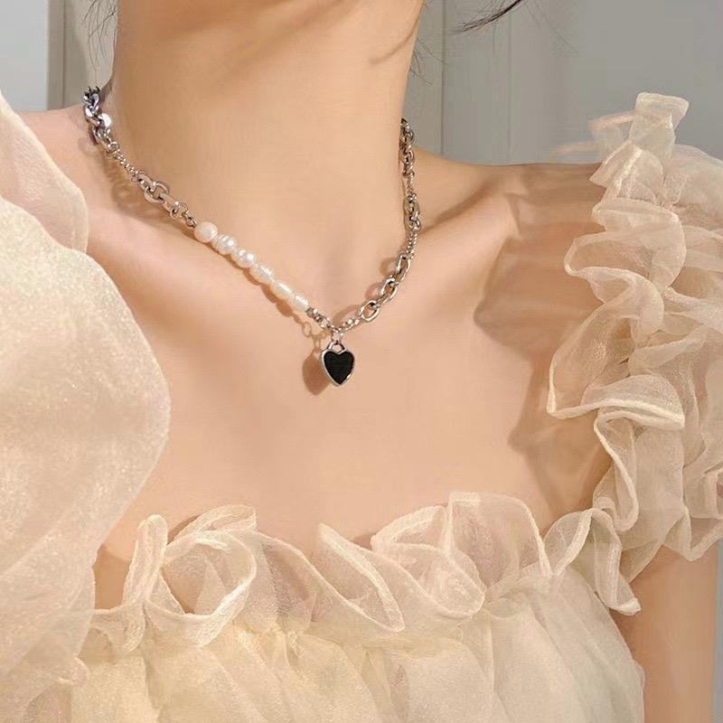 Kalung Mutiara Korea sweet simple pearl love necklace 3