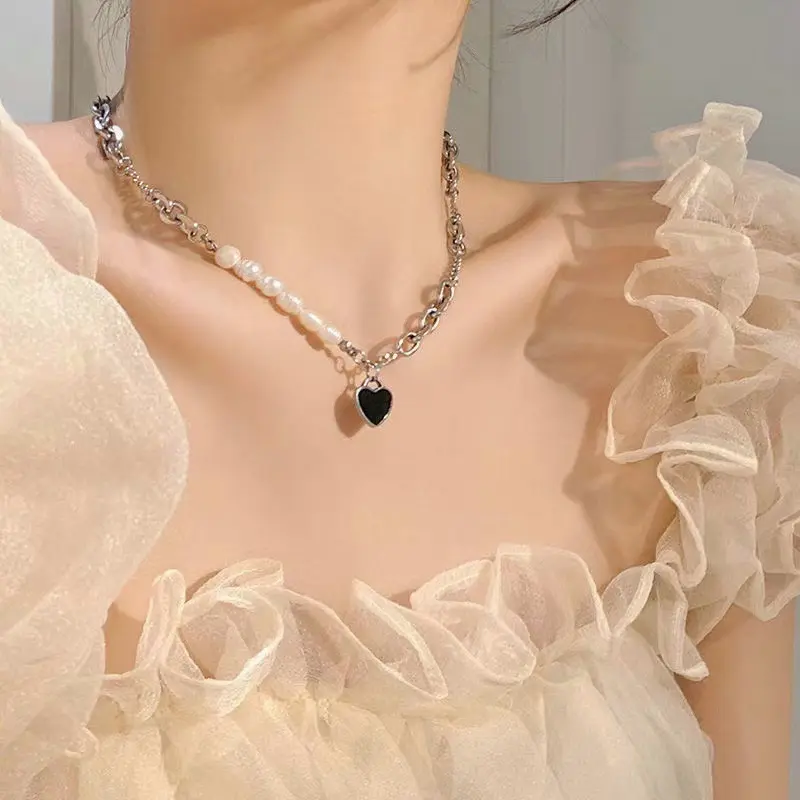 Kalung Mutiara Korea sweet simple pearl love necklace 3