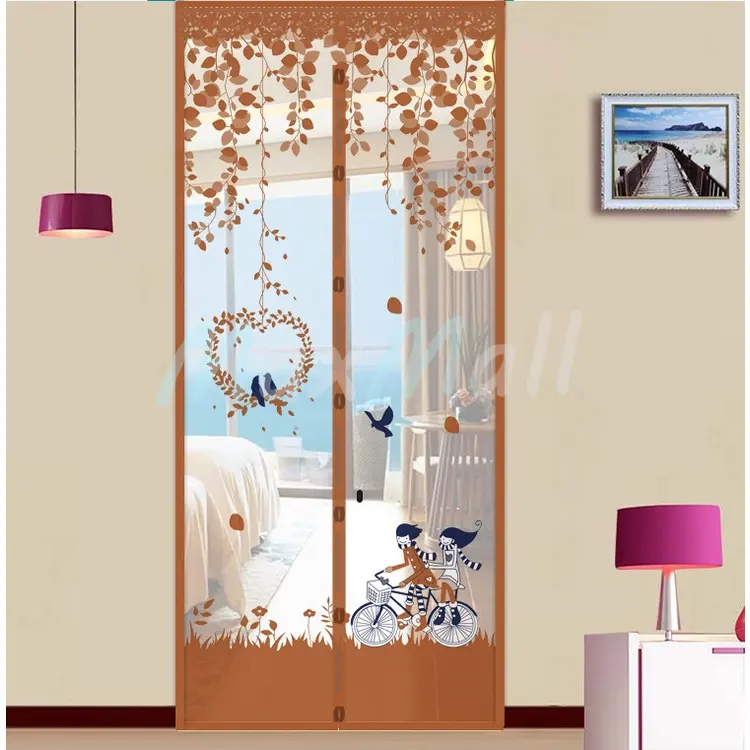 Tiral Magnet Anti Nyamuk Magnet Pinguin /Gorden Pintu Anti Nyamuk /Kassa Anti Nyamuk /Tirai Curtain Ungu Kayu 3