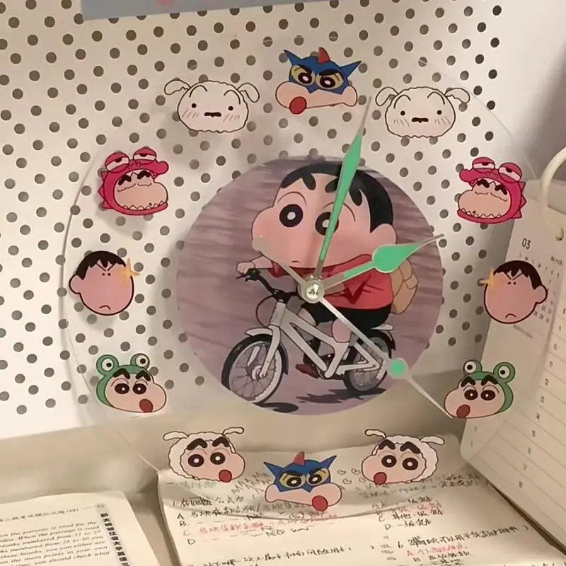 Cartoon Crayon Shin-chan Acrylic Clock Creative Handmade Wall Hanging Desktop Ornaments