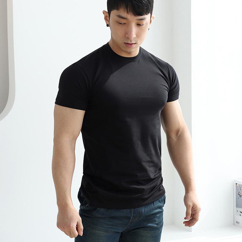 Product Introduction of 1Pcs Men's Summer Solid Color Slim Fit Elastic Loose Sports Short Sleeve 20
