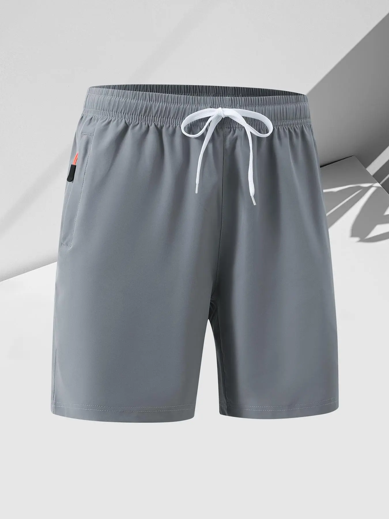 Men's Solid Color Drawstring Waist Shorts, Regular Fit Casual Pocket Zipper Shorts for Summer, Men's Bottoms for Daily Wear