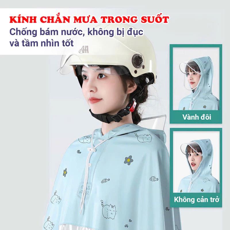 Product Introduction of Áo mưa nửa trước trong suốt cho mẹ và bé, che phủ toàn thân kèm kính chắn mưa - PVC cao cấp 29