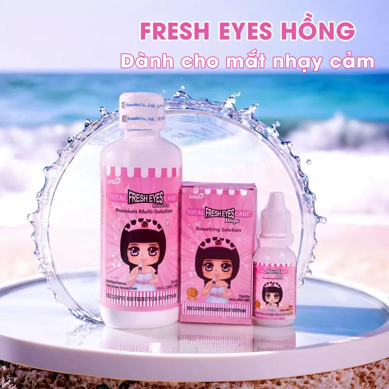 NƯỚC NGÂM + NHỎ MẮT chuyên dụng cho Lens -  Kính Áp Tròng FRESH EYES cao cấp 150ml