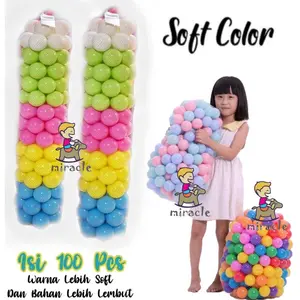 Mandi Bola Warna PASTEL isi 100 pcs SNI - mandi bola warna - mandi bola pastel - Lebih Soft Toys