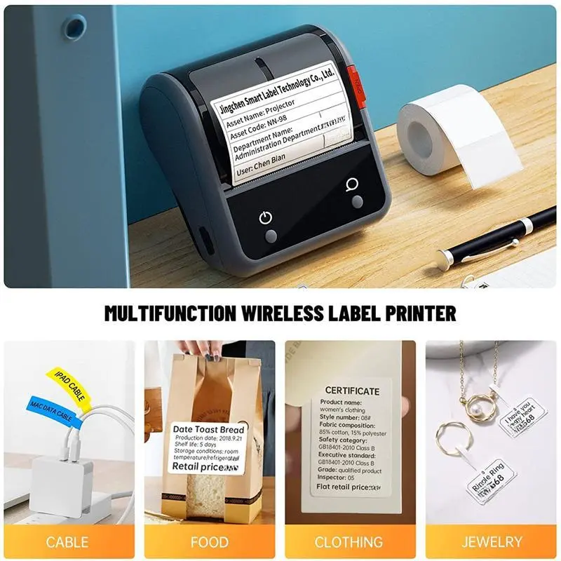 NiiMbot B3S Commercial Wireless Label Maker Supermarket Price Tag Barcode Label Printer for IOS Android Windows Office and Home