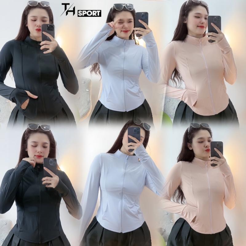 Áo Khoác chống nhiệt MỎNG MÁT LẠNH Ôm Body Mẫu Mới TH016 Không Nón 4 Túi Vải Mát Lạnh - Áo Khoác Nữ Thể Thao Cao Cấp Không Nón Tôn Dáng Tôn Eo TH SPORT