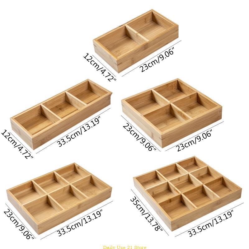 Product Introduction of Rustic Wooden Divided Plates Storage Boxes Dried Fruit Container 4/6/9 Grids Nut Candy Bamboo Tray 6