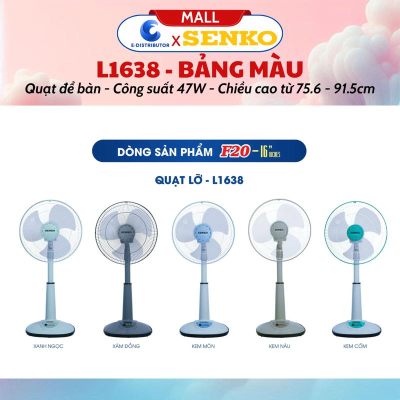   HỎA TỐC   Quạt Lửng Senko L1638 Cho NVVP - Phòng Khách - Phòng Ăn - Hàng Chính Hãng 100% - Fan Quạt quạt  đứng quatdien 