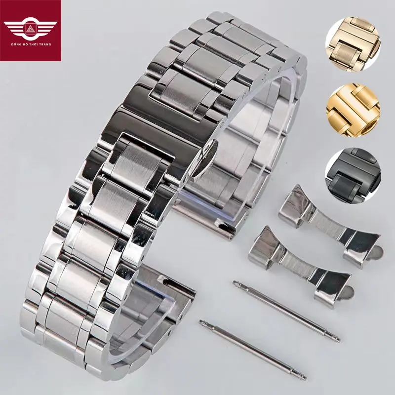 Dây đồng hồ nam nữ thép inox đúc, size 18mm 20mm 22mm 24mm - [5] quai đeo đồng hồ kim loại milaneses, khóa bướm cao cấp