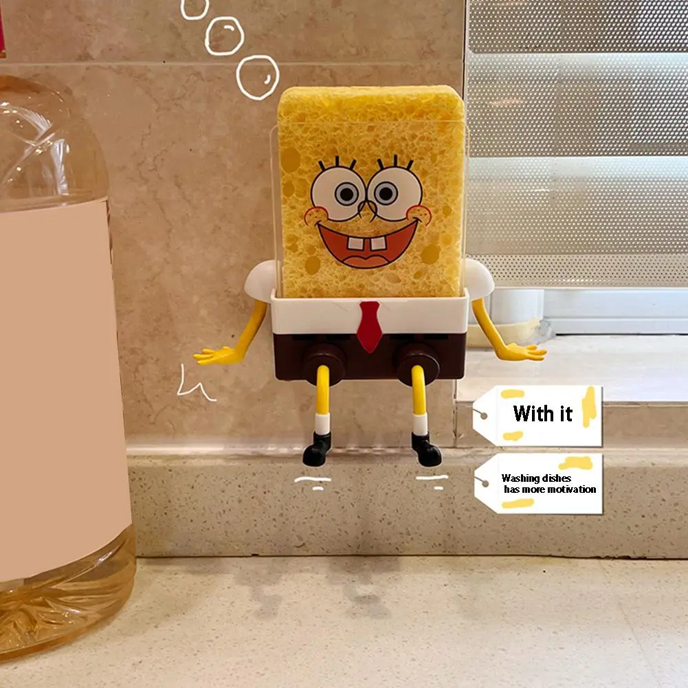 Sponge Cartoon Kitchen Drain Rack Wipe Sink Dishwashing Cleaning Sponge Household Supply Accessories