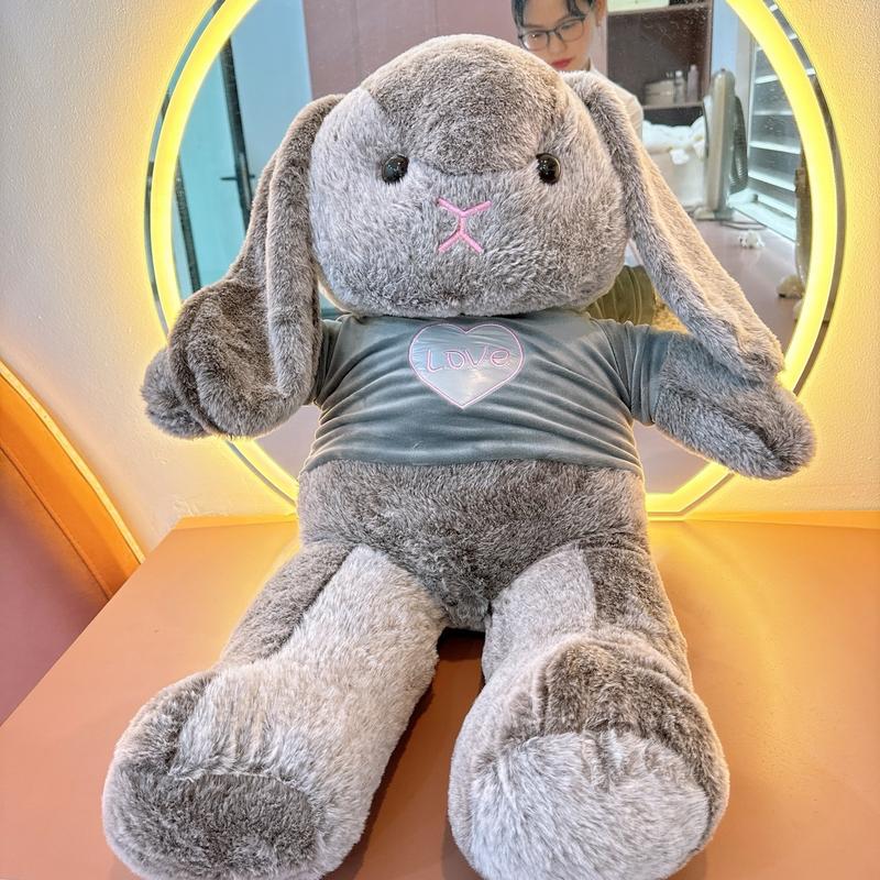 Gấu bông thỏ xám tai dài Thỏ Bunny Sz 80cm vải lông tuyết hàng QC cao cấp mềm mịn mượt bông gòn 15D độ đàn hồi tốt Thú Nhồi Bông Toy Đồ Chơi gaubong laclac