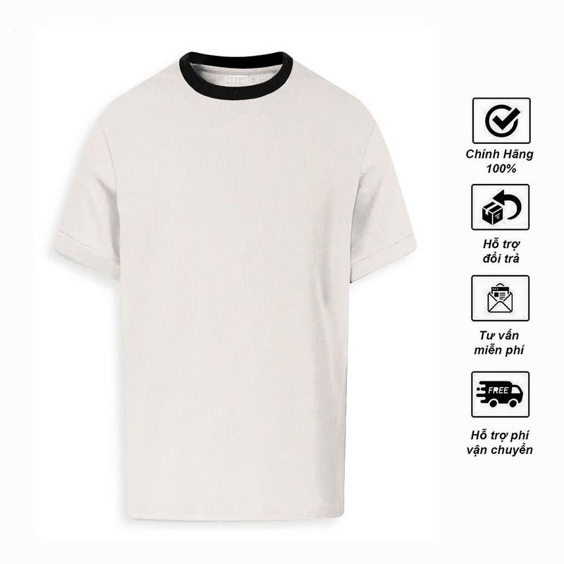  Áo thun nam tay ngắn cổ tròn AREMI chất liệu cotton co giản thiết kế họa tiết dệt tinh tế ATS0086 