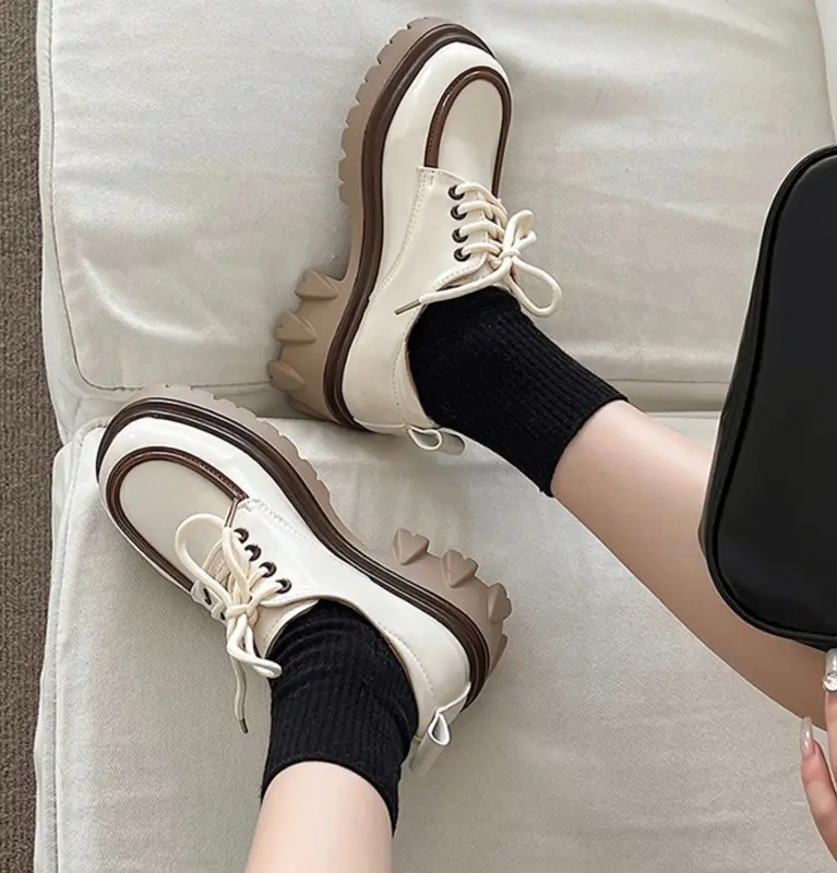 AVANCEID 1837 Heels Sepatu Sneakers Docmart Kerja Wanita Hitam Karet Shoes 7